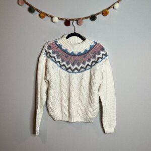 Vintage hand knit cottagecore floral sweater